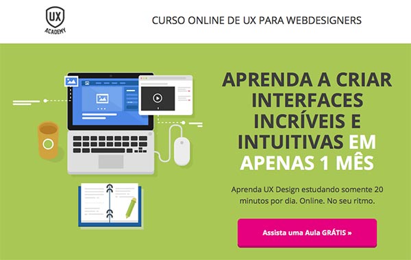 home page do site do curso UX para web designers, ministrado pelo professor Luis Felipe Fernandes